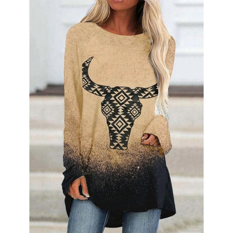Podzimní a zimní sexy tričko dámské s dlouhým rukávem bohémské základní tričko ležérní prodyšné dámské tričko pulovr velká velikost