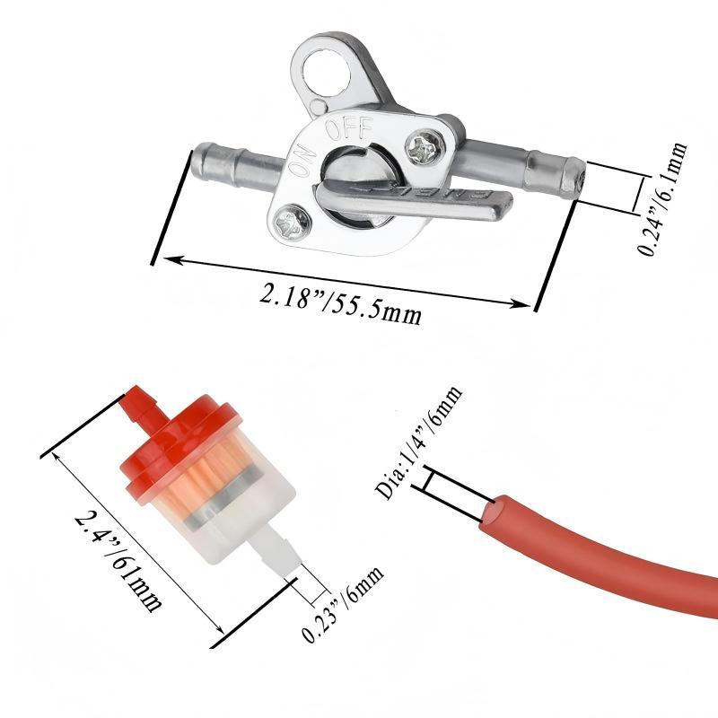 Fuel Switch Filter Kit 6mm Inline Fuel Filter For ATV Motorcycle Dirt Bike Go Kart Universal Fuel System Replacement Parts