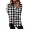 Women's Fashion Casual Long Sleeve Plaid Round Neck Top