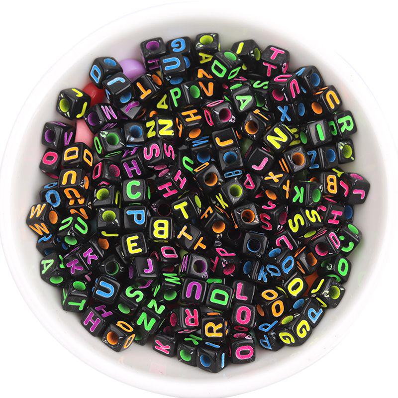 Colorful Acrylic Square Letter Beads - Large Hole English Alphabet Beads for DIY Projects
