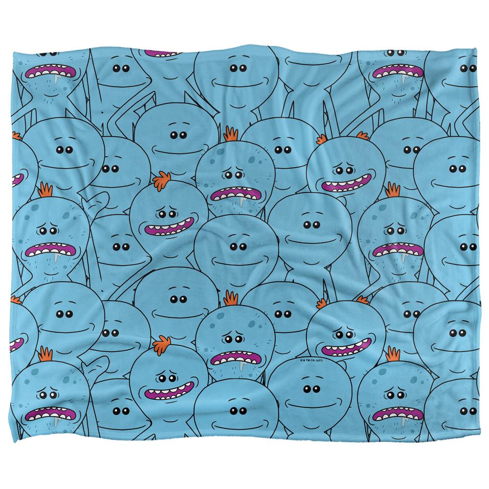 Rick And Morty Silky Crowd Mr Meeseeks Supersoft Blanket