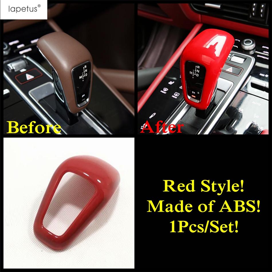 Tête de Levier de Vitesse Rouge / Leve-vitre / Porte-gobelet / Bande de Couverture d'Écran de Tableau de Bord Accessoires de Garniture Pour Porsche Cayenne 2018 -