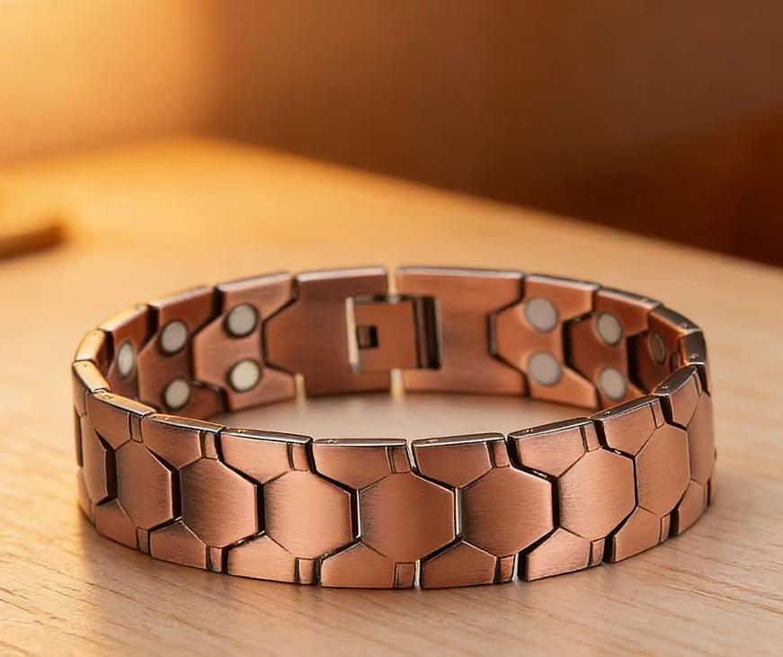Diamant Doppelpunkt Sechseckig Magnetisches Herrenarmband