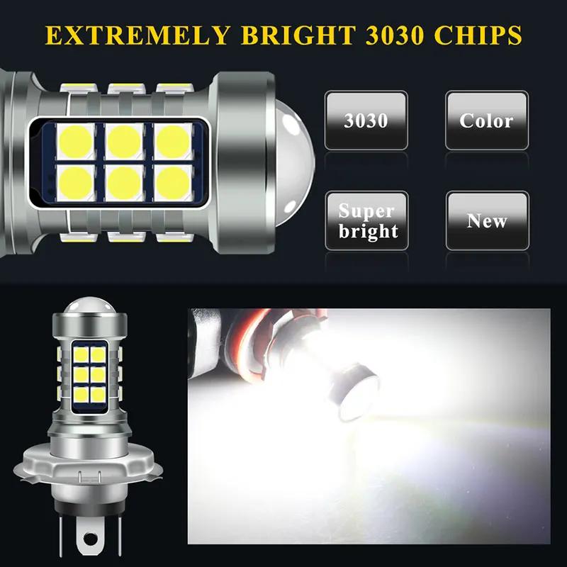 2PCS H7 H8 H11 Car Fog Lamp 9005 HB3 9006 HB4 27SMD White LED Bulbs Car Driving Running Light DRL 12V