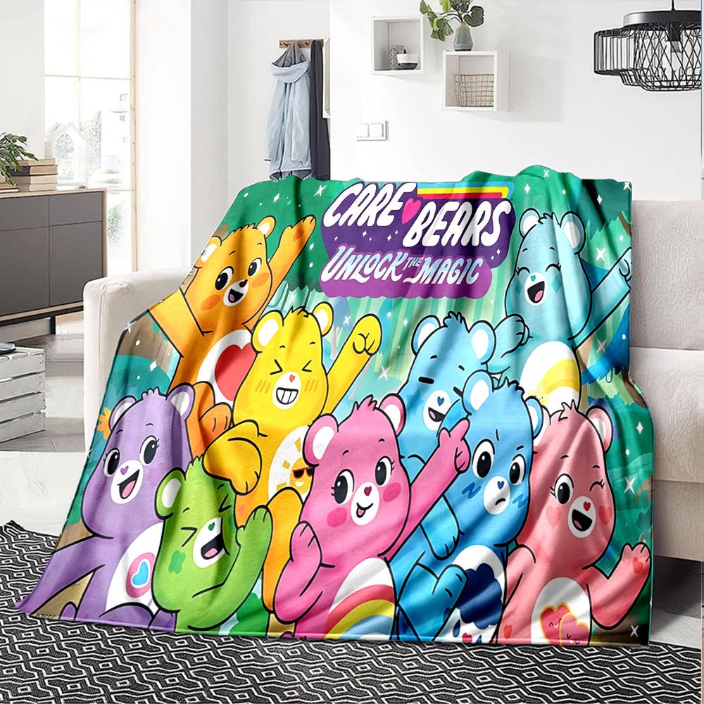 1pc Care Bears Unlock Magic Flannel Blanket for Super Soft Cute Comfort Blanket for Travel Bedding Couch Sofa Blanket Y73033