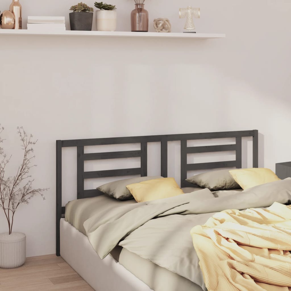 Vidaxl Bed Headboard, Grey, 186X4X100 Cm, Solid Pine Wood