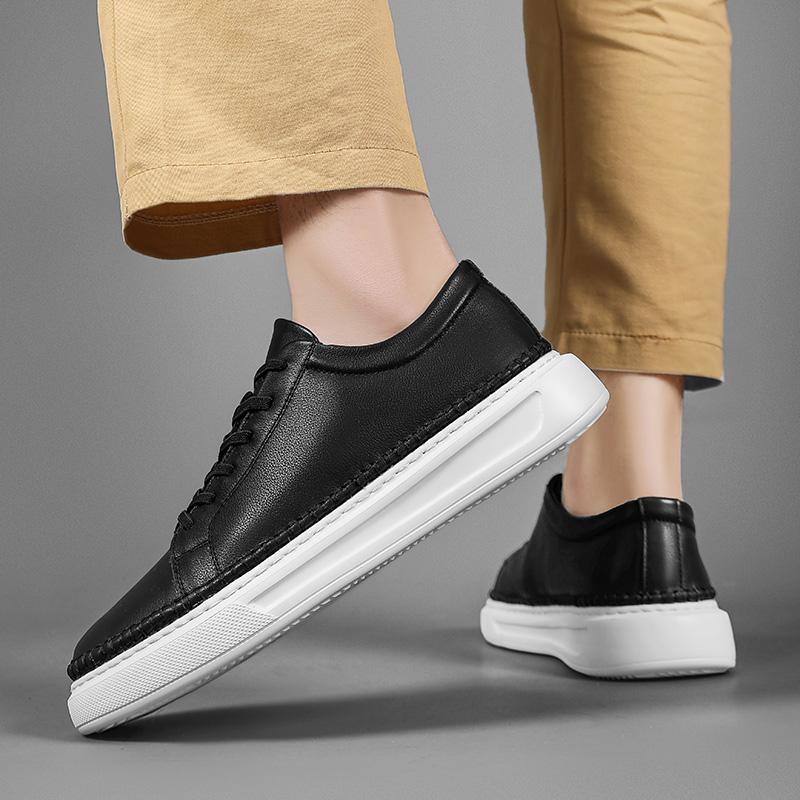 Fashion Ltalian Brand Genuine Leather Casual Shoes Luxury Classic Men  Casual Leather Oxford Shoes Outdoor Comfy Antiskid Jogging Shoes