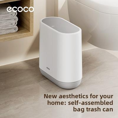 Poubelle Yikeke pour Espace étroit pour Maison Salle de Bain Salon Cuisine Grande Capacité Sac Auto-Vidant Couvercle à Pression Corbeille à Papier
