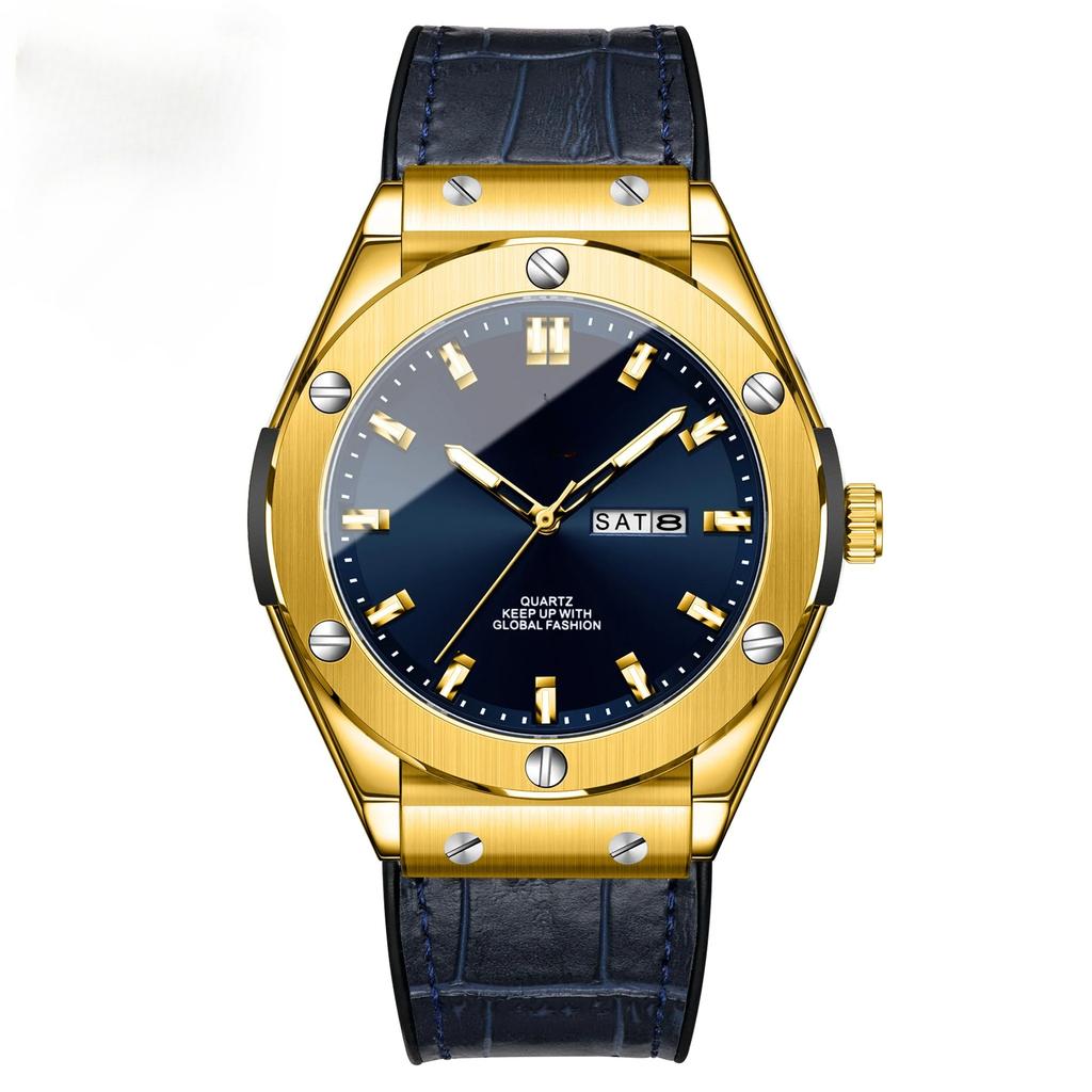 Business Watch Waterproof Luminous Date Calendar Function Men's Stainless Steel Quartz Wristatch