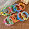 5pcs Sweet Candy-Colored Pleated Hair Ties with Lace Detail - Elastic Rubber Bands for Stylish Hair Design, Perfect Valentine's Day Gift