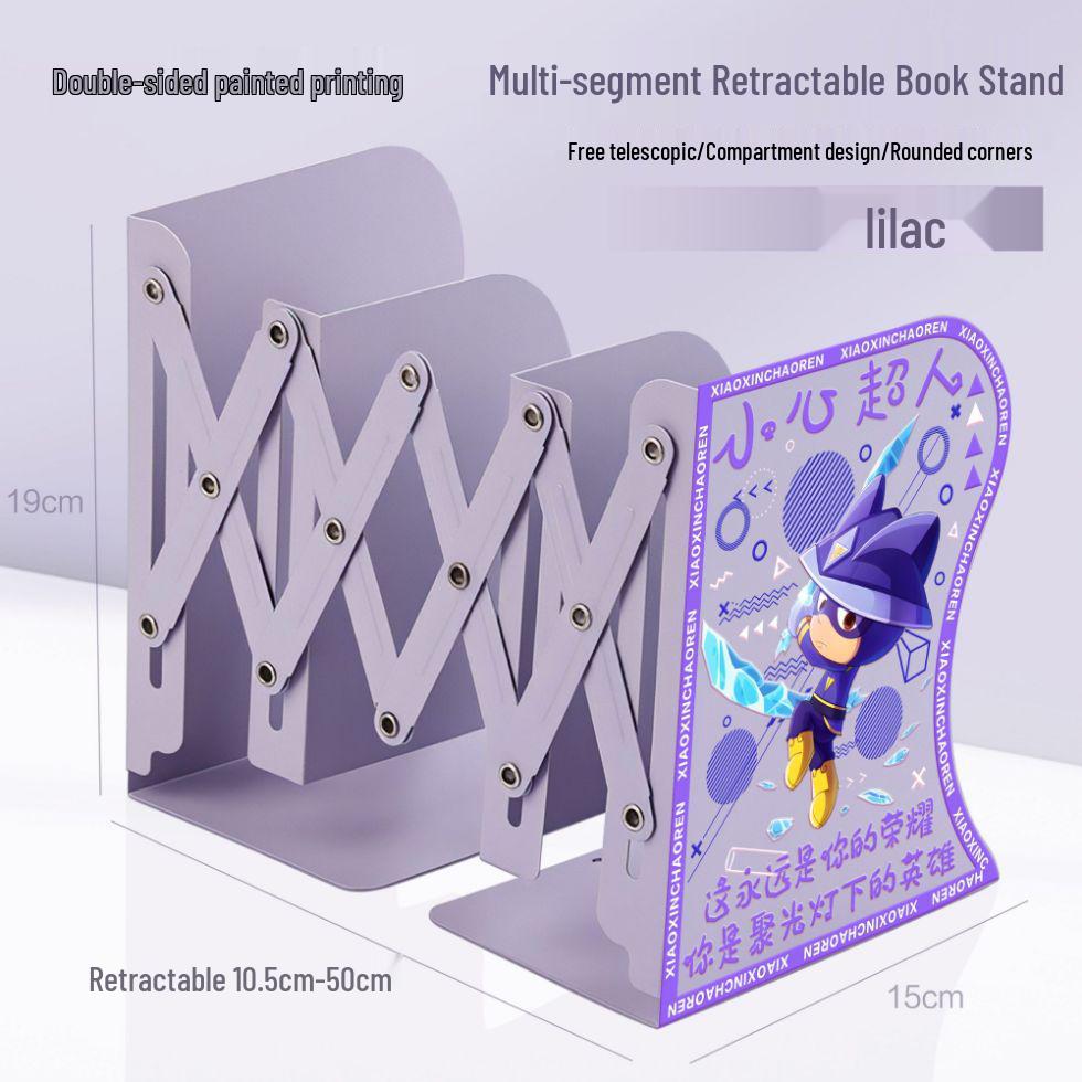 Happy Man Cartoon Book Stand & Desktop Organizer - Retractable, Folding Bookshelf & Clip for Students