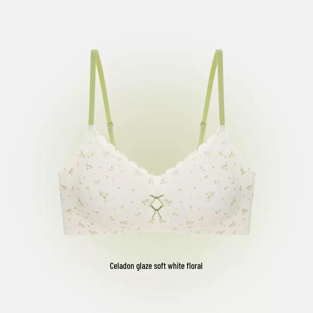 Wolkencreme Florale Lingerie Damen Bügelloser Push-Up BH mit sanfter Stütze und atmungsaktivem Design für kleine Brüste