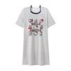 2026 Women's Grey Cartoon Summer Nightgown with Built-in Bra, Round Neck, Short Sleeve, Anti-Nipple, Thin Style for Outerwear and Home Wear.