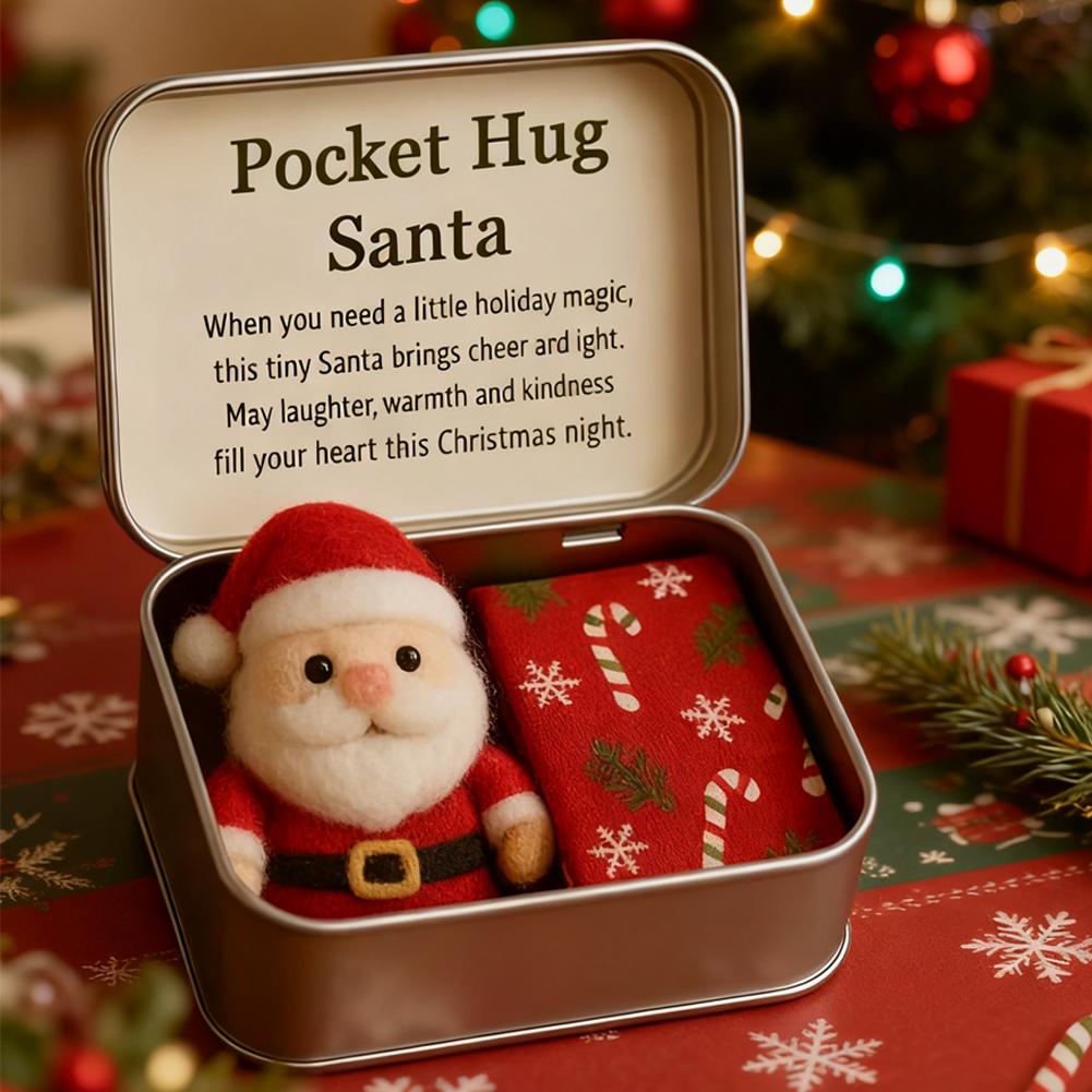 Christmas Pocket Hug Gift Handmade Felt Doll in Box Little Pocket Hug with Gift Card Thoughtful Gift for Friends Family W3E4