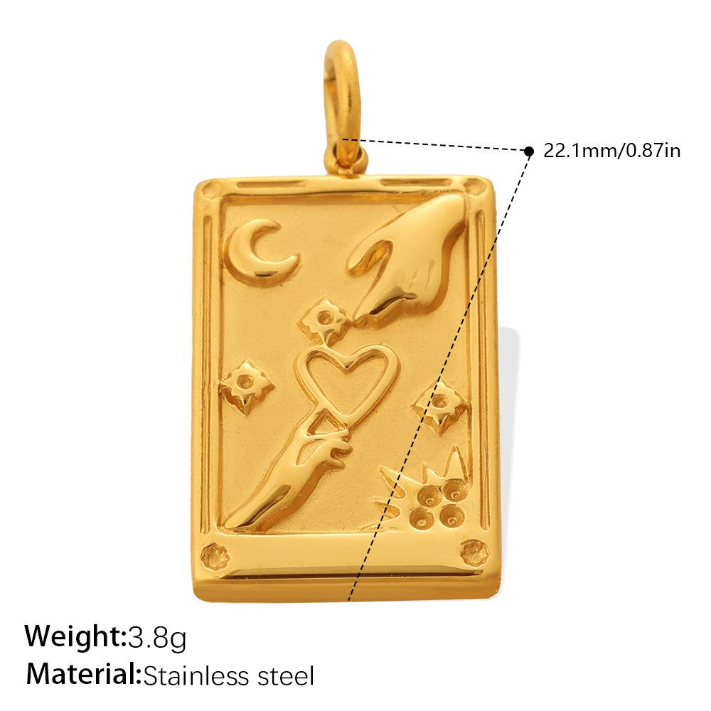 Stylish Gold Embossed Stainless Steel Pendant – Trendy European & American Jewelry Accessory