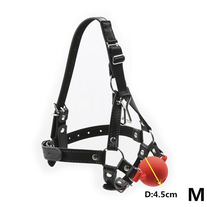 Bdsm Bondage Harness Strap Head Belts with Silicone Hollow Mouth Gag Ball and Nose Hook for Fetish Slave Role Play Sex Toys