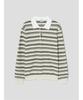 SHIFT.G Stripe Pattern Polo Neck Sweater Khaki