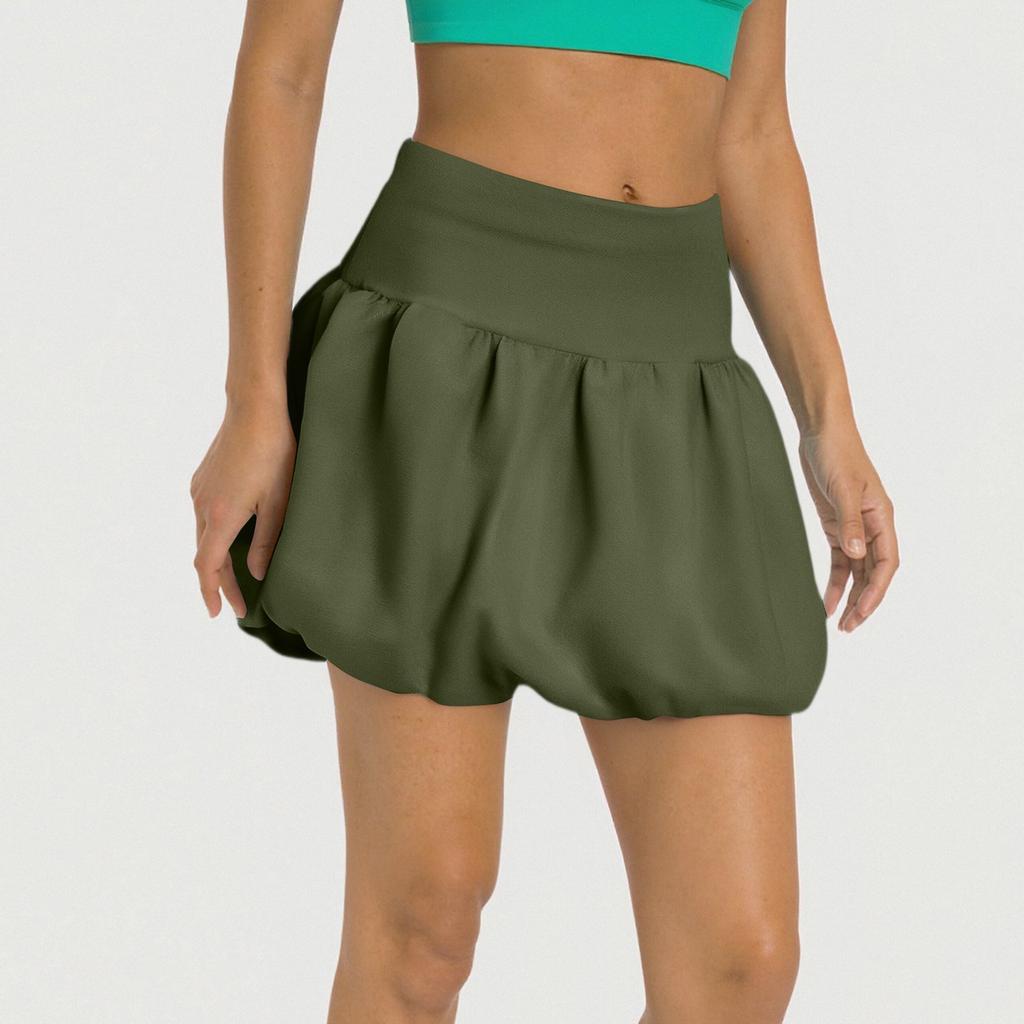 Dámská móda Jednobarevná sukně s vysokým pasem Dvouvrstvá bublinková sukně Sukně