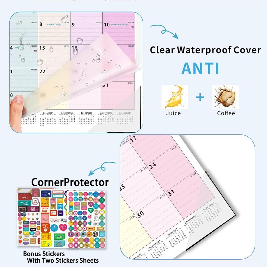 2026 Large English Calendar, 18 Month Wall And Desk Planner