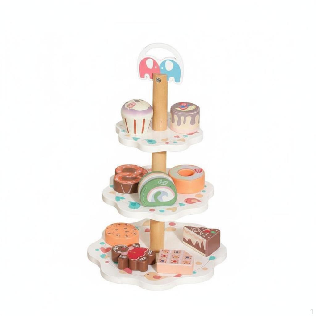 Toy Dessert Stand with Food Realistic Design Pretend Play Shop Set