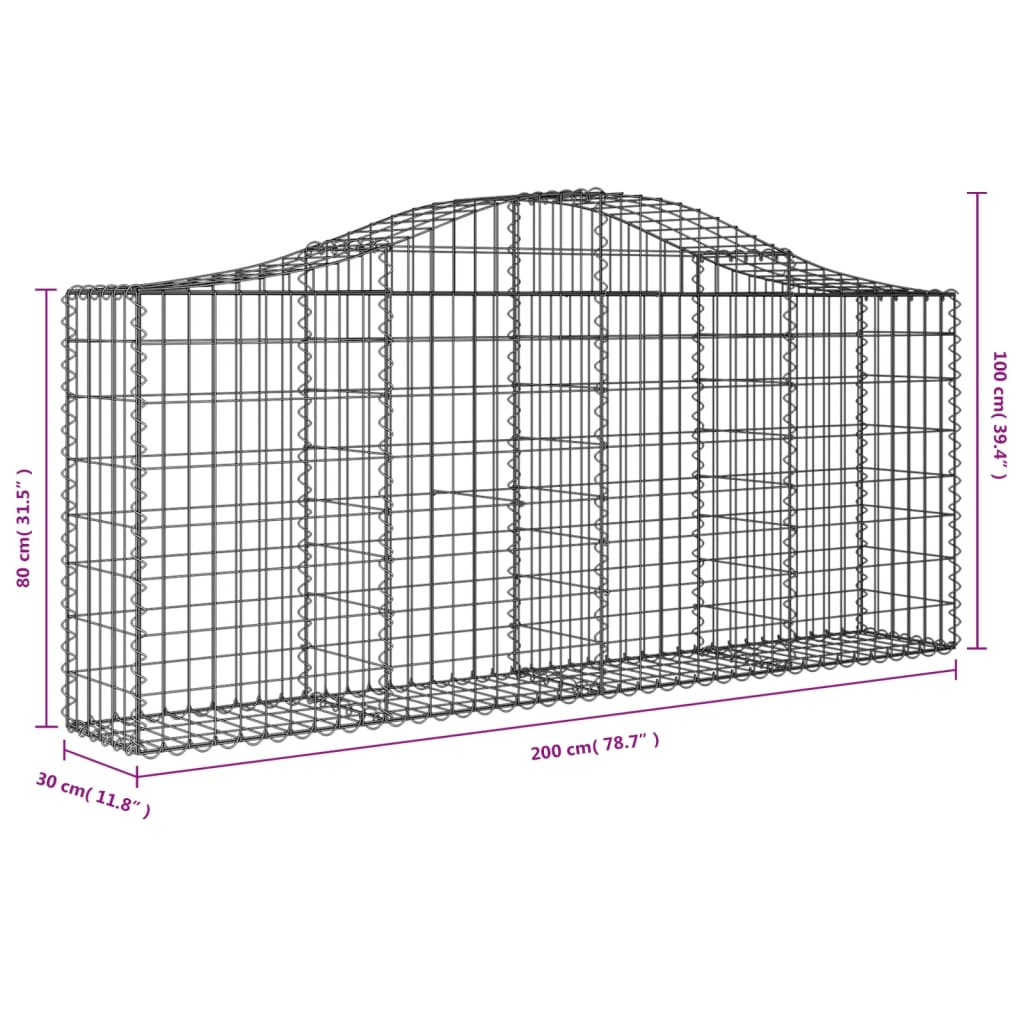 Vidaxl Kosze Gabionowe, 12 Szt, 200X30X80/100 Cm, Galwanizowane Żelazo