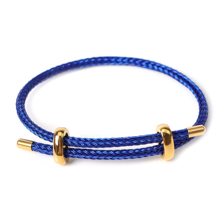 Simple Style DIY Bracelet Luxury Adjustable Sliding Clasp Colorful Rope Bracelet Waterproof Stainless Steel Bracelet Adjustable size&As picture синий