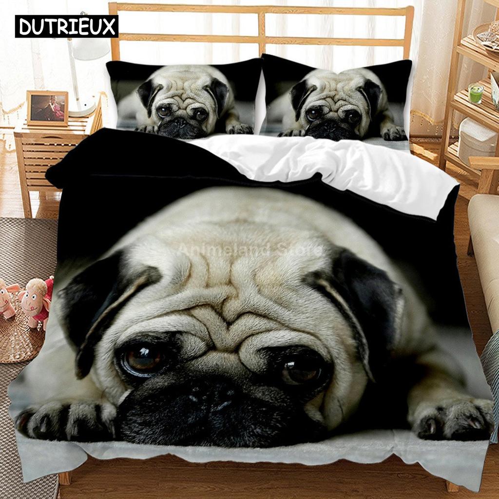 Schönes Hunde-Dalmatiner-Bettwäscheset 3D Luxus-Bettbezug-Sets Bettdecke Bettwäsche Queen King Einzelgröße Schwarz Weiß Tier Haustier