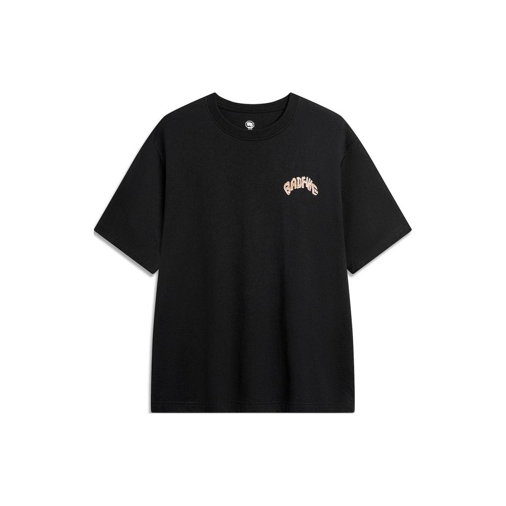 Li-Ning Badfive Deception Print Loose Round Neck Short Sleeve Drop Shoulder T-Shirt Men Tops Black AHSU435-1
