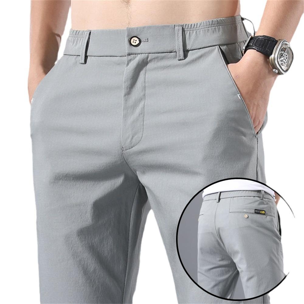 Men's Quick-Dry Ice Silk Loose Straight Summer Casual Trousers