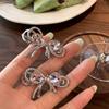 Sweetheart Pink Rhinestone Bow Hair Clip for Women - Elegant Side Hairpin Accessory