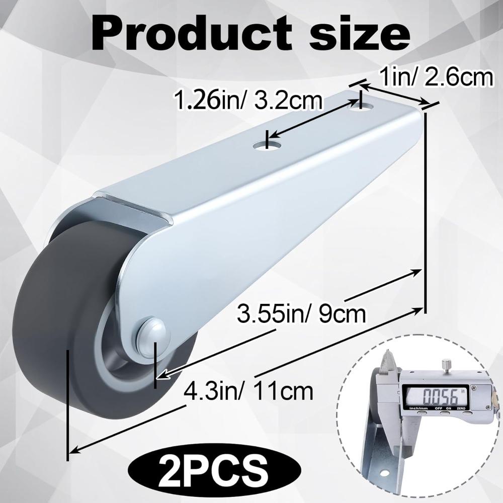 2 Pcs Gate Caster Wheels Replacement, Rubber Rolling Swivel Casters, Non-Slip Pulley Directional Wheel
