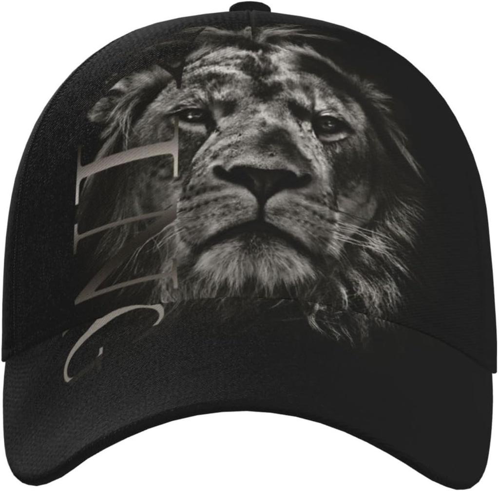 Black White Lion Portrait King Cap Men Baseball Cap Cool Sun Hats Adjustable Cap Mens Hat Trucker Hat King for Women Men