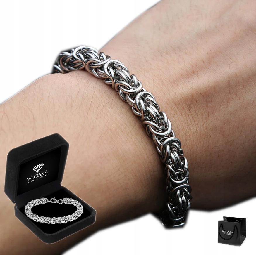 Men' Silver Bracelet 7mm Thick Round Royal Weave Diamond