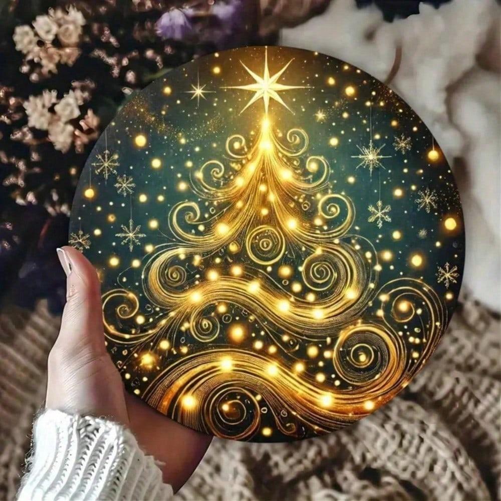 

Christmas Wreath Metal Sign 7.87x7.87 Inch Round Iron Wall Decor Abstract Tree Home Decoration Flat Print 20x20 разноцветный