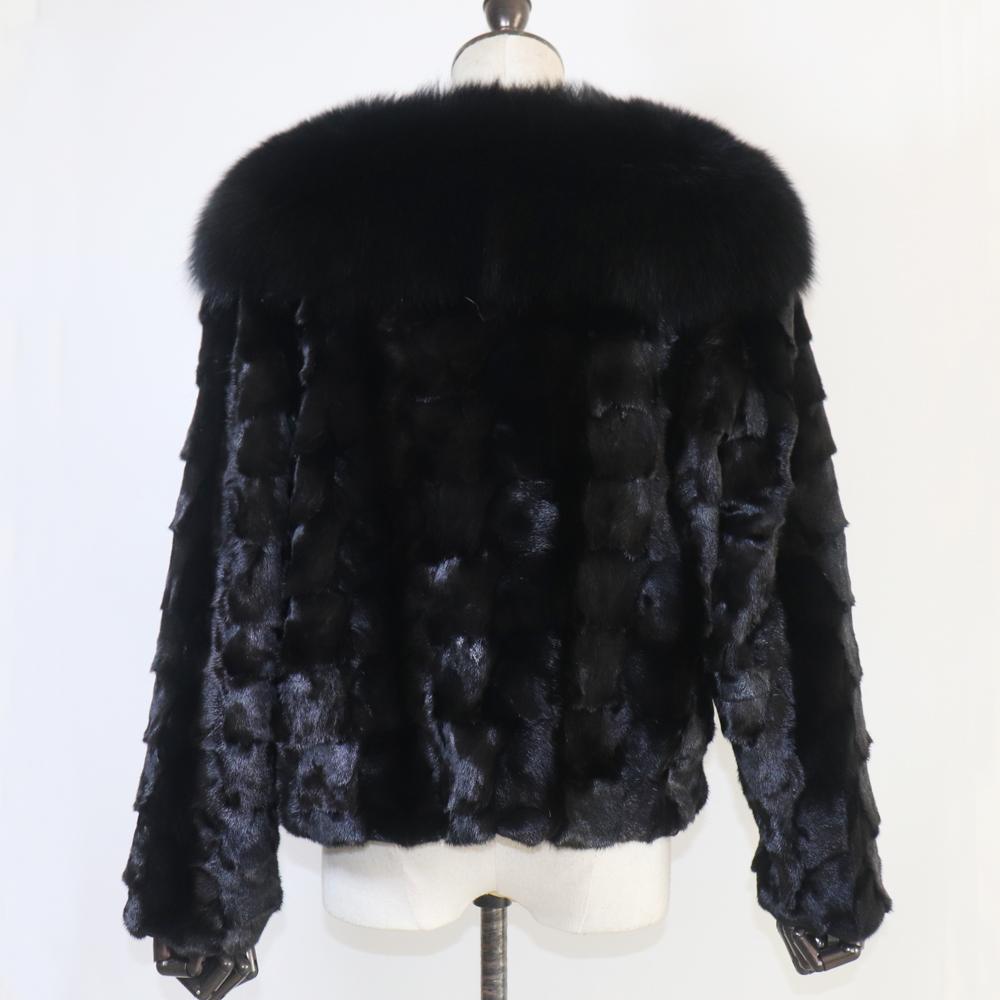 Real Mink Fur Coat For Women Winter Warm 100% Genuine Mink Fur Jacket With Fox Fur Collar Lady Quality Natural Mink Fur Overcoat