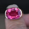 Oval Rose Cut Pink Tourmaline Quartz 925 Sterling Silver Rose Gold Overlay Ring Jewelry