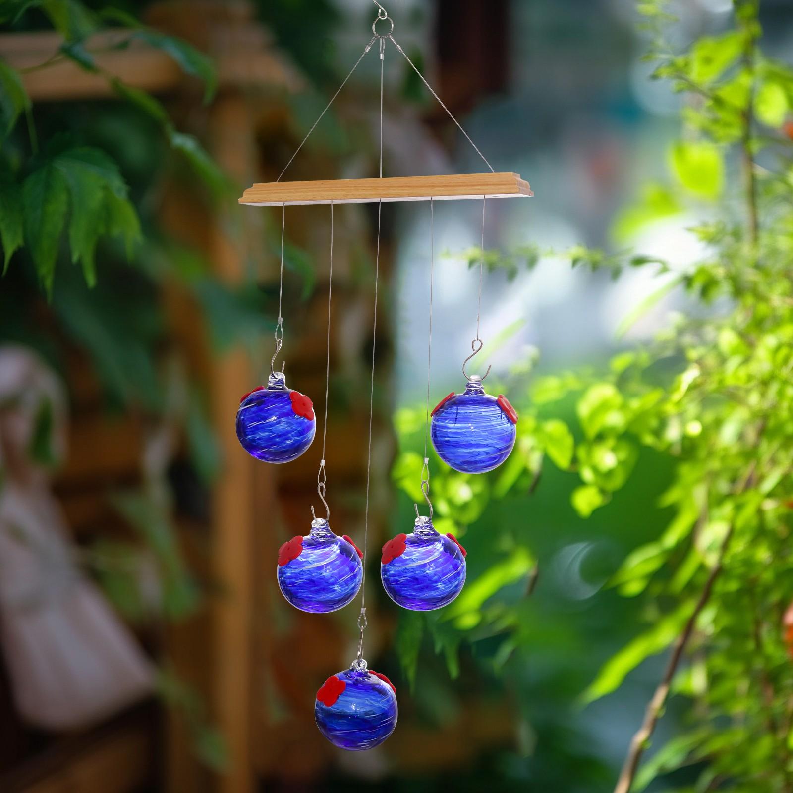 

Кормушка для колибри для подвешивания на улице с отверстием для кормления, украшение для сада, подходит для улицы One Size темно-синий