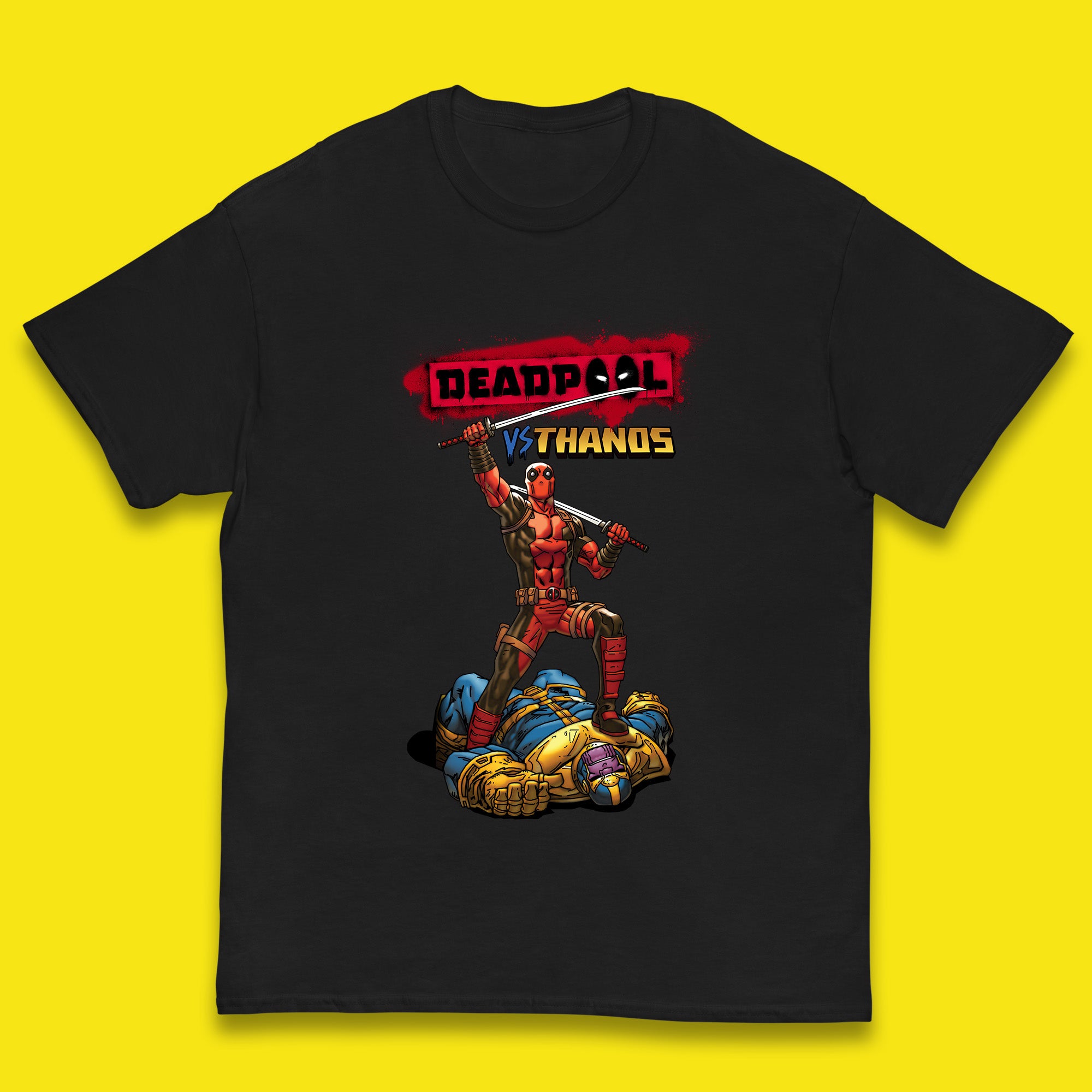 Marvel Comics Deadpool VS Thanos The Ultimate Face Off Comic Book Fictional Characters Kids T Shirt 120