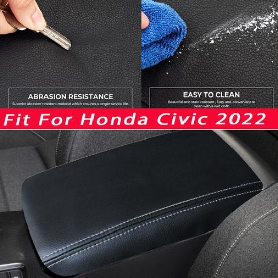 

Best Leather Center Console Lid Armrest Cover Trim For Honda Civic 22 Gray line