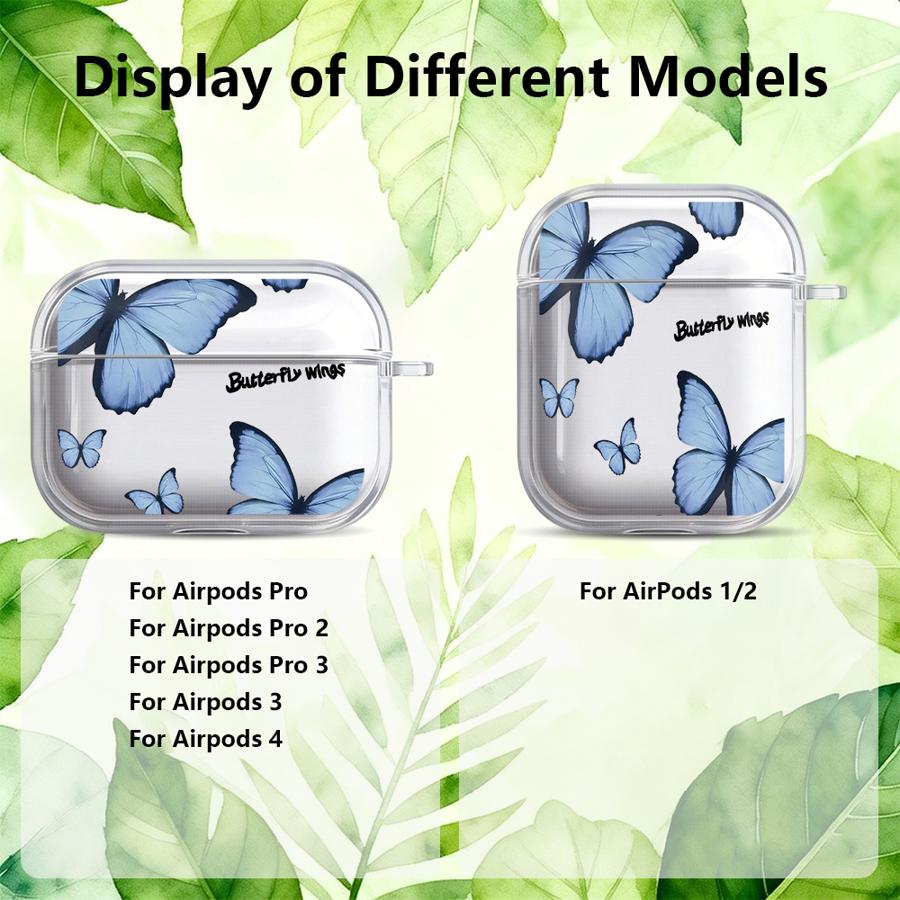 Case For Airpods Pro2 4 Pro3 1 Pro 2 3 Clear Earphone Cases Cover Red Blue Butterfly