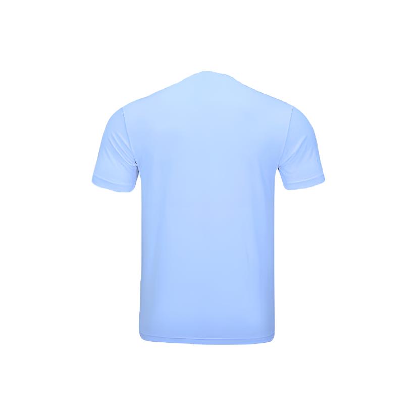 Li Ning Logo Letter Print Cool Quick-Dry Breathable Versatile Round Neck Pullover Short Sleeve T-Shirt Men T-Shirts Ice-River-Blue ATSU493-7