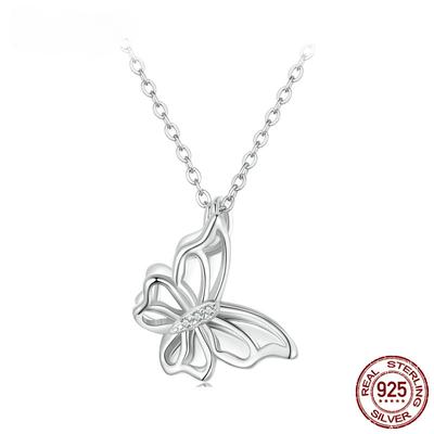 S925 prata esterlina dupla borboleta pingente colar para mulheres banhado a platina delicada jóias finas presente de aniversário