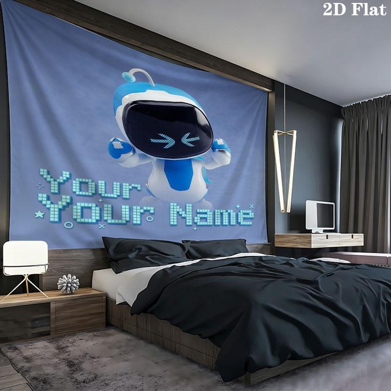ASTRO BOT Custom Name Wall Tapestry Aesthetic Wall Hanging Printed Fabric Blanket Decorative Tapestries for Bedroom Living Room Home Decor