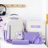 Five-Piece Backpack Set Women's Bear Printed Backpack Student Color Contrast Schoolbag