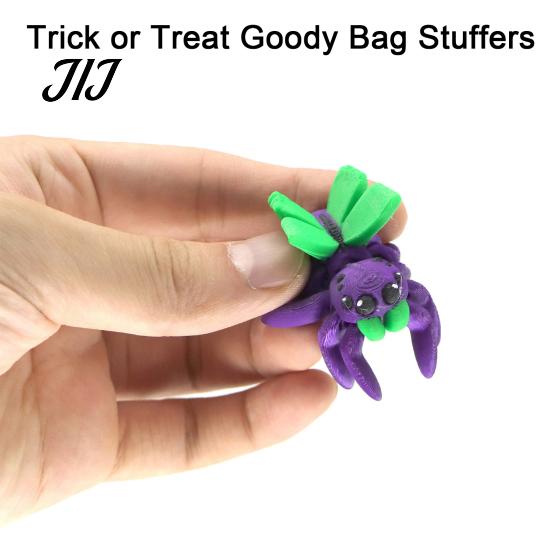 Halloween Classroom Prizes 15Pcs Articulated Small Spiders, 3D Printed Glow in The Dark Spider Egg Spooky Toys for Kids Set, Glowing Movable