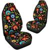 Bulopur Black Boho Floral Car Seat Covers Front Seats Only for Women Men Seat Covers w/Organizer Pocket for Cars SUV Truck Sedan