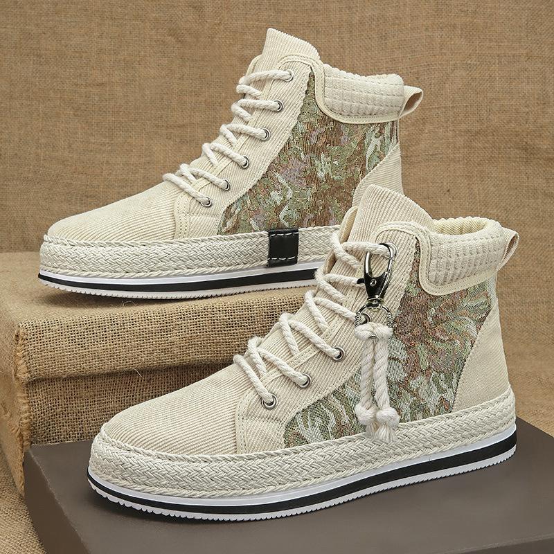 New Corduroy High-top Canvas Sports Niche Cloth Shoes Boys Casual Board Shoes Youth Sports Casual Men's Shoes