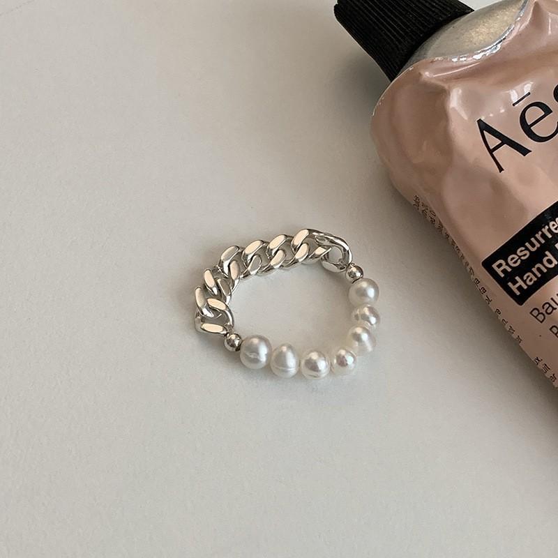

Stylish High-quality Pearl Chain Geometric Open Ring For Women With Sophisticated Appeal