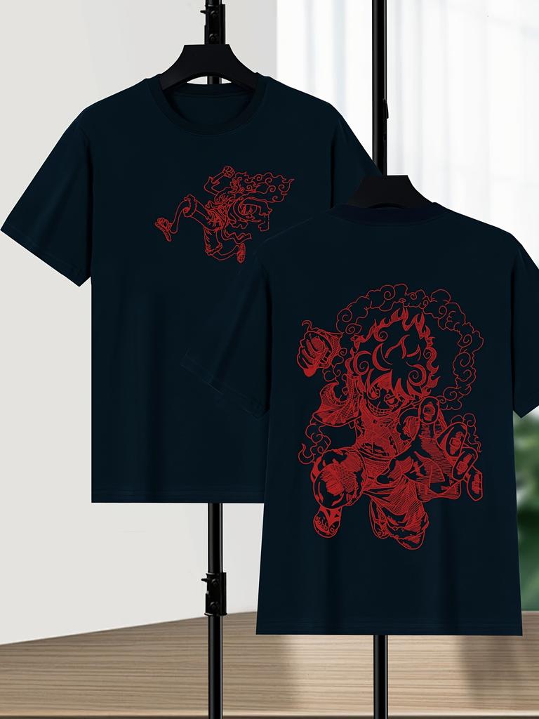 ONE PIECE Nika Luffy Gear 5 Sommer T-Shirt Lässig Sport Fitness Locker Bequem Baumwolle Übergroß Kurzarm Herren Damen Top