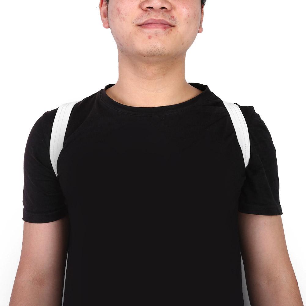 Posture Corrector Breathable Shoulder Back Straightener Adjustable Upper Back BraceL White